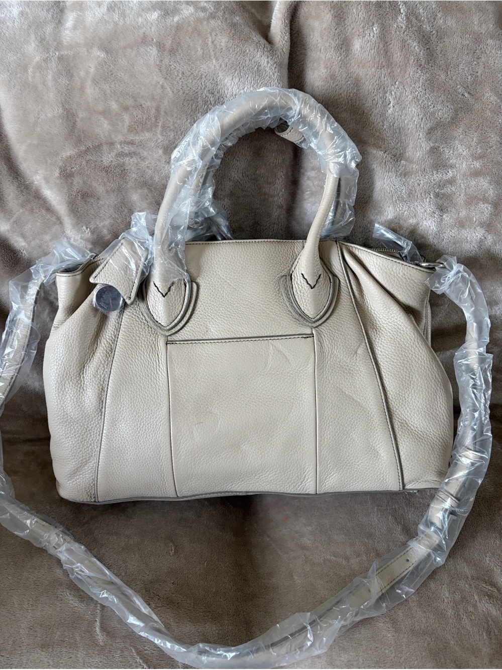 GILI vintage Leather Satchel Handbag in Light Taupe - Women Bags
